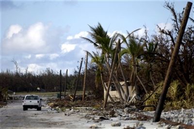 Devastation at Wake Island in the wake of a disastrous typhoon in 2006