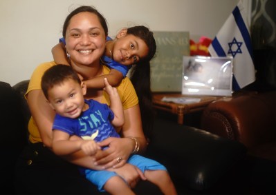 Bree Maumausolo with her son Brendan Maumausolo Sale and daughter Jayden Silva-Sale at their home in Nuuanu.