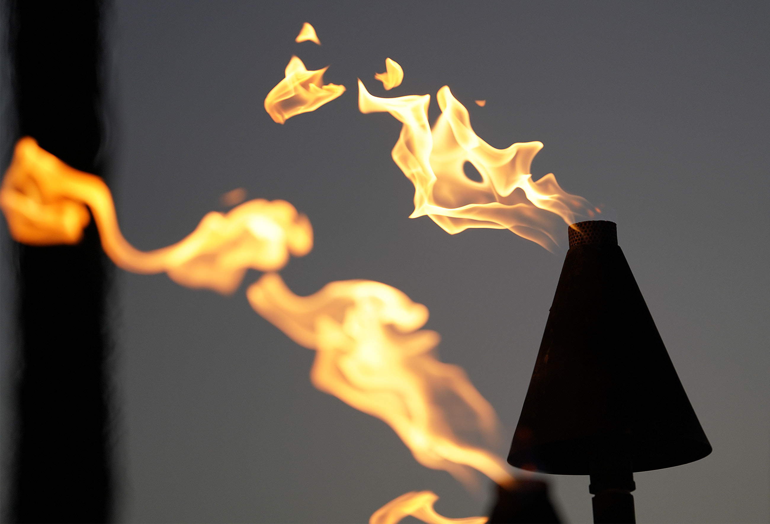 Gas torches near the Kuhio Beach Park hula mound.