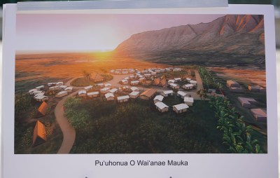 Puuhonua O Waianae press conference announcing the purchase of 5 acres in off of Waianae Valley Road. Group 70 assisted with this image.