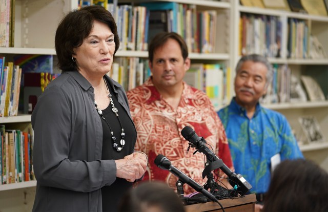 Department of Education Board Chair Catherine Payne during press conference on pay raises for speical needs teachers.