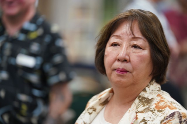 Governor Ige Chief of Staff Linda Chu Takeyama at DOE press conference held at Central Middle school.