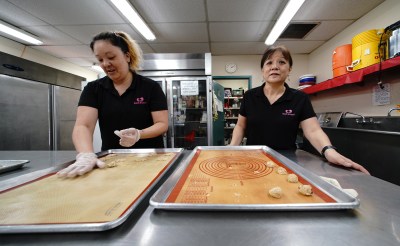 Touch A Heart baker Kellyn Cabral cookie prep with Robin Kumabe.