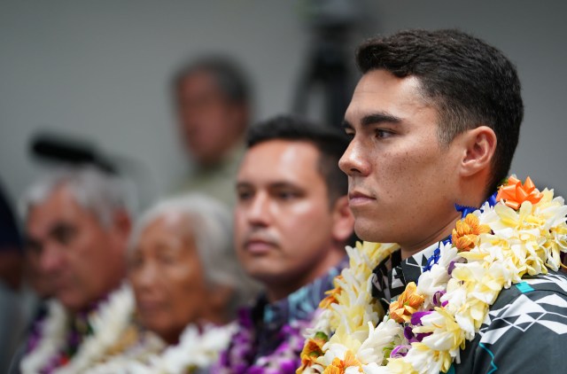 DHHL Deputy Tyler Iokepa Gomes during senate hearing.