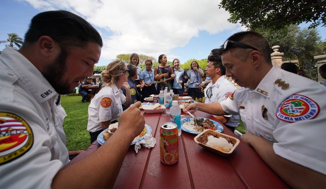 La Pietra students thanks EMS first responders during a luncheon held in their honor.