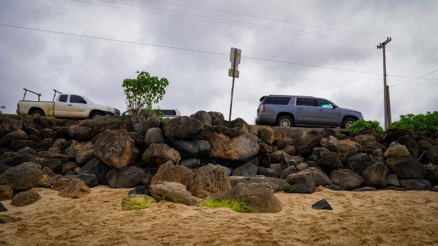 Laniakea Beach Kamehameha Highway Cars