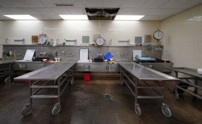 Medical Examiner damaged roof in morgue.
