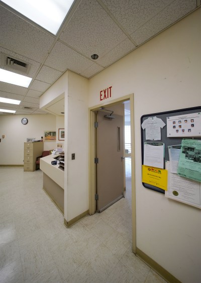 Medical Examiners 2nd floor fixed roof area. Before a large tarp covered and protected area from leaking roof.
