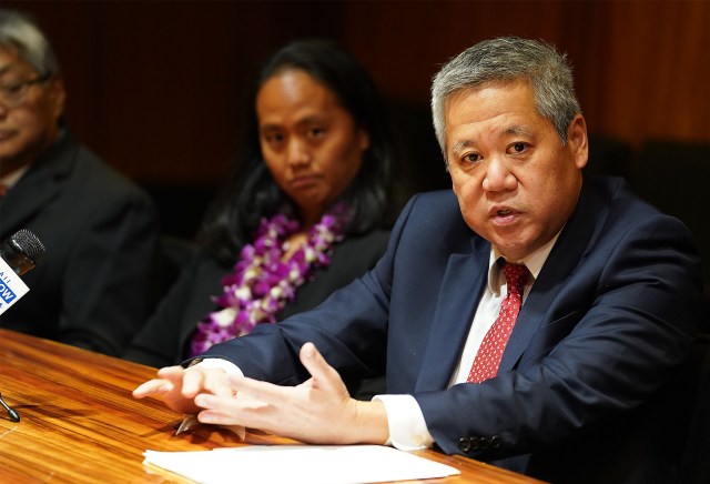 Opening Day of 2020 Legislature Speaker of the House Scott Saiki during press conference.