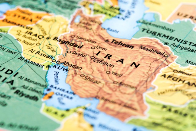 Map of Iran. Detail from the World Atlas.