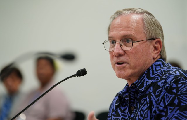 Hawaii Tourism Authority President and CEO Chris Tatum during a WAM hearing concering funding of future COVID-19 concerns.