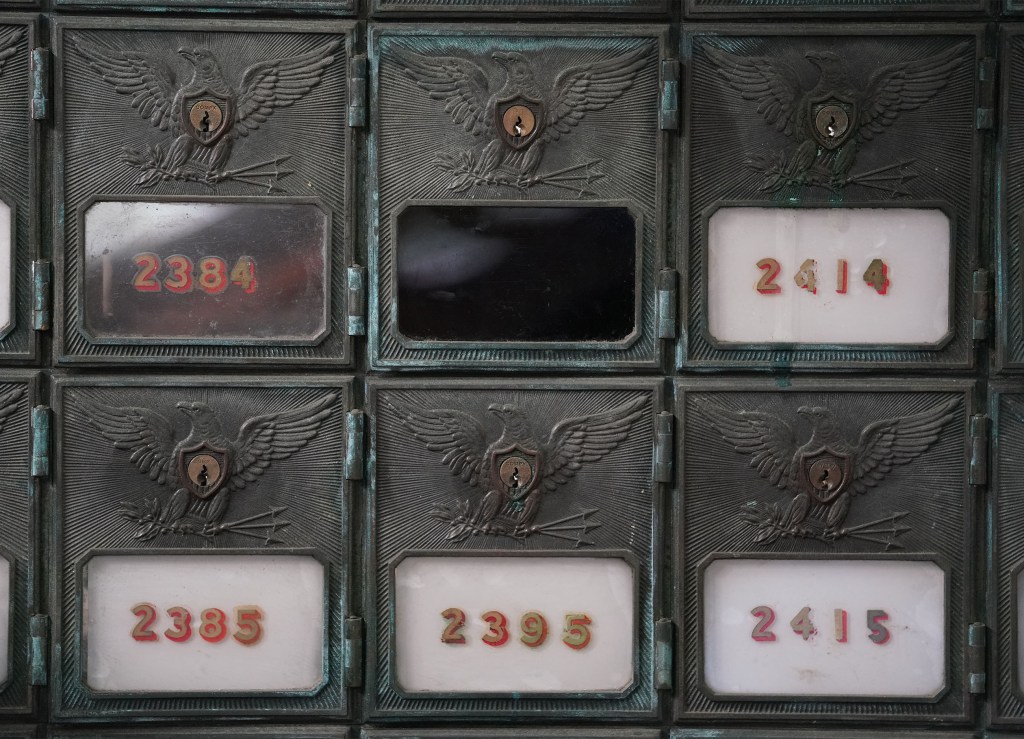 US Post office Box 2394 blacked out glass.