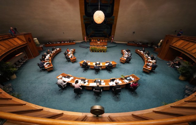Wide view of the Senate floor. Legislature Crossover 2020
