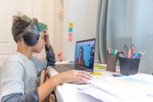 Brady Punu, 4th grader at Hanahau'oli School, remote learning with his family in Makawao, Maui during the 2020 COVID-19 pandemic.