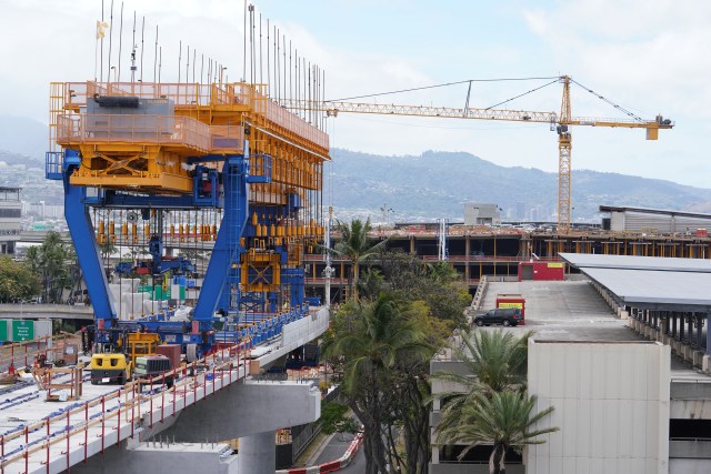 Rail guideway is being built at the Daniel K Inouye International Airport. June 11, 2020