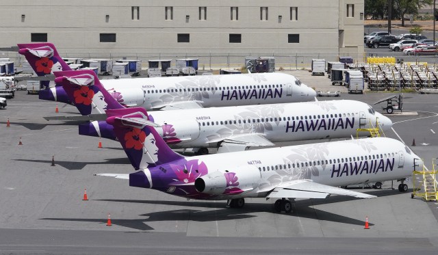 Hawaiian Airlines aircraft parked at the Daniel K Inouye International Airport, interisland terminal side of the airport. June 11, 2020