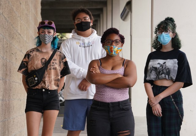 Left to right, Amelia White, Kawika Pegram, Desiree Burton and Samantha Carleton.