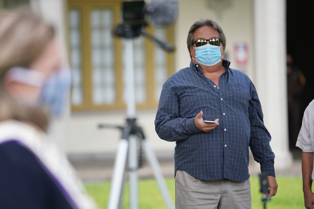 Civil Beat Editorial Editor Chad Blair on assignment during COVID-19 pandemic.
