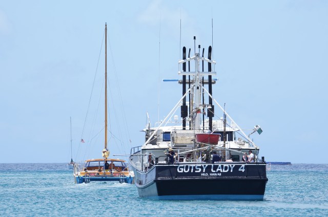 Gutsy Lady 4 leaves Kewalo Harbor.