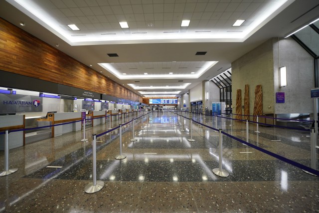 Hawaiian Airlines area at Daniel K. Inouye International Airport during the COVID-19 pandemic. September 18, 2020