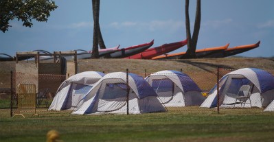 Tents at Keehi Lagoon Beach Park during COVID-19 pandemic. September 17, 2020