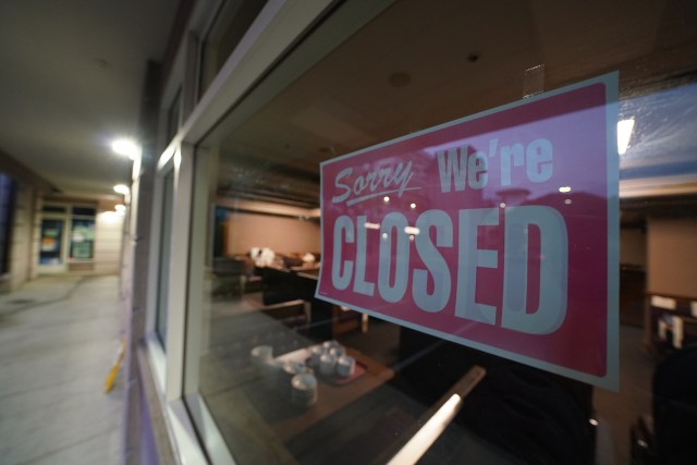 ‘We are closed’ sign on the window of Like Like Drive Inn, one of scores of COVID-19 related closures. September 22, 2020