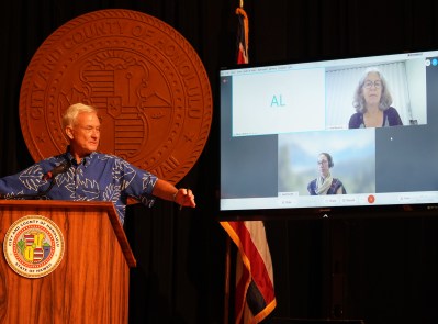 Mayor Kirk Caldwell announces a partial opening on thursday after spikes in COVID-19 cases. September 22, 2020