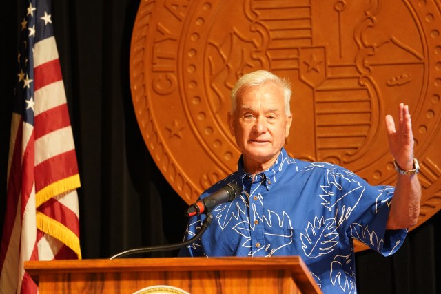 Mayor Kirk Caldwell announces that on thursday there will be a [artial reopening of Honolulu.