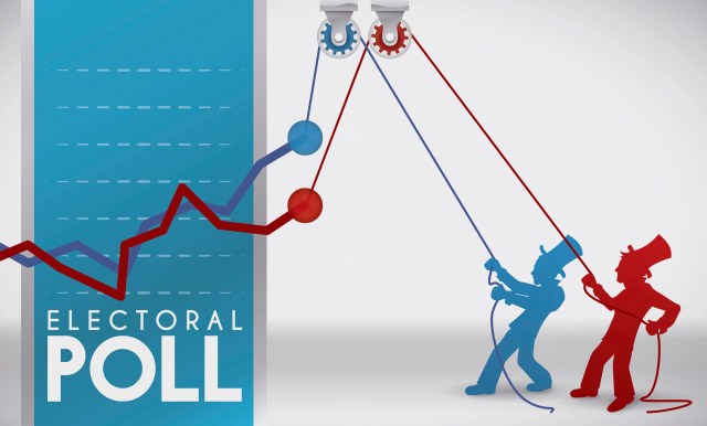Banner with creative design for American presidential poll with contenders trying to rise their popular acceptance.