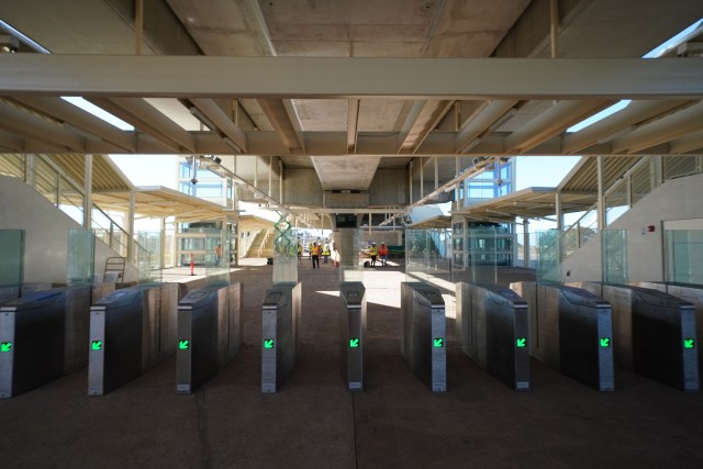 Aloha Stadium rail station entrance with Holo card readers.