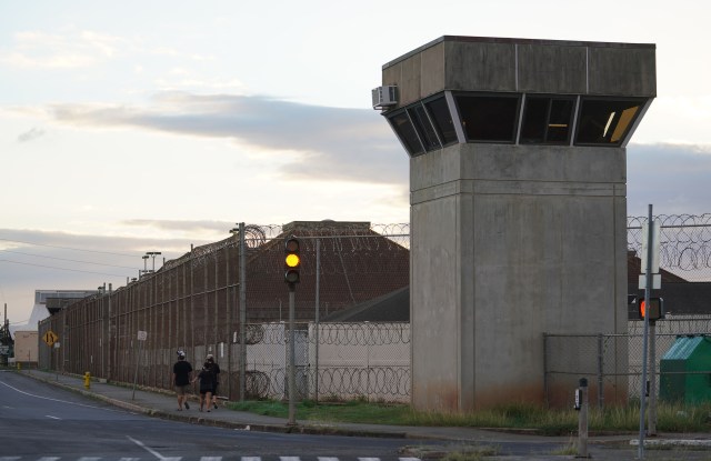 Oahu Community Correctional Center guard tower near Puuhale Street. January 6, 2021