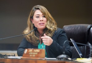 Honolulu City Council member Heidi Tsuneyoshi speaks during city council meeting held at Honolulu Hale.