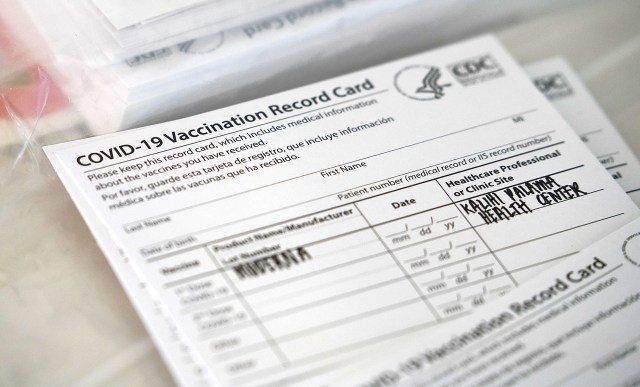 COVID-19 Vaccination card.