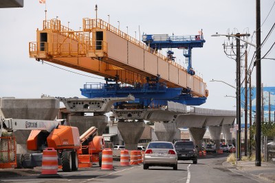HART rail construction near Ualena Street as the rail moves towards metropolitan Honolulu.