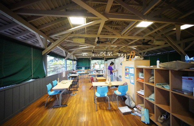Hanahauoli School using some covered areas as classrooms due to the COVID pandemic.