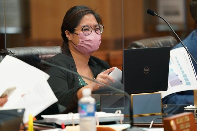 Honolulu City Council member Radiant Cordero listens to public testimony during council meeting held at Honolulu Hale.