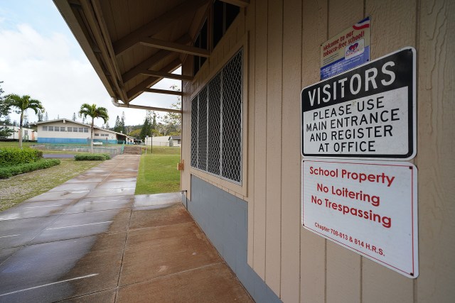 Lanai High and Elementary School signs during COVID-19 pandemic.