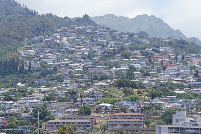 View of Alewa Heights located above Honolulu, Hawaii.