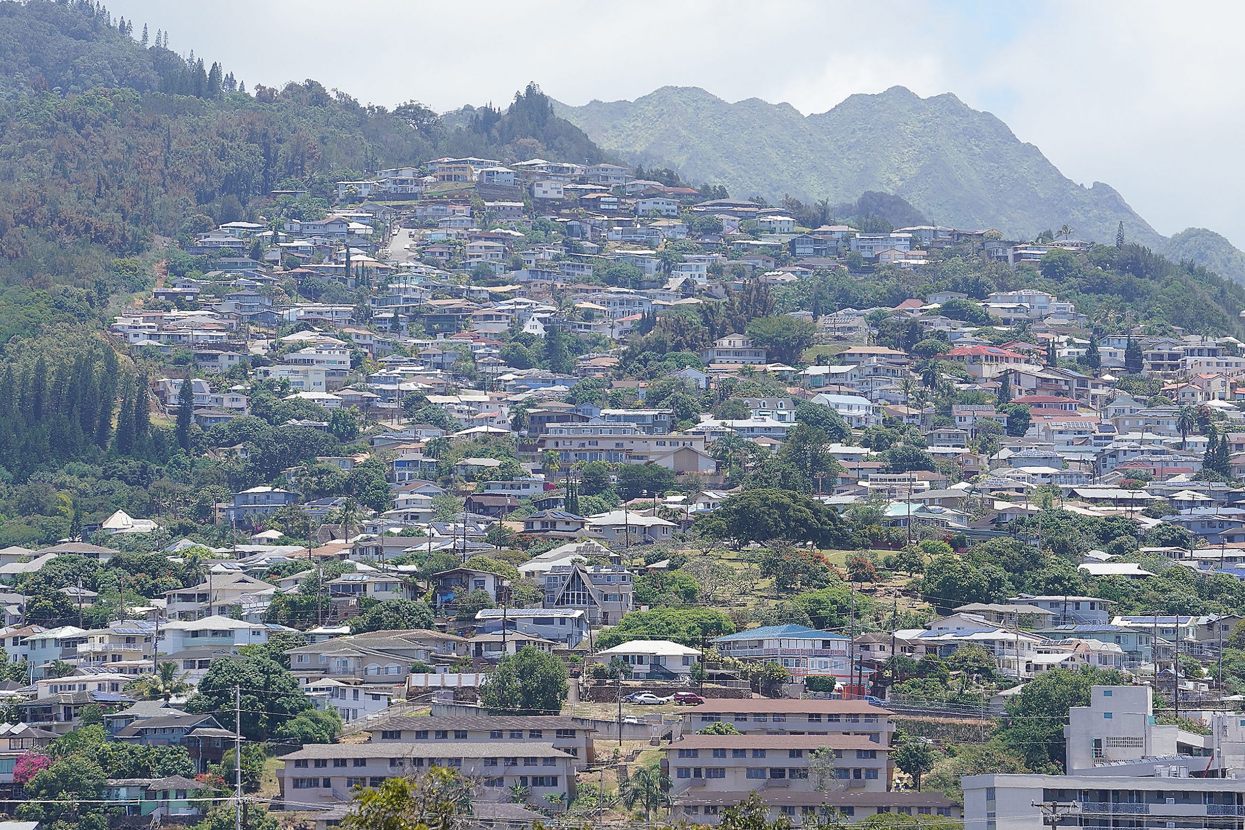 View of Alewa Heights located above Honolulu, Hawaii.