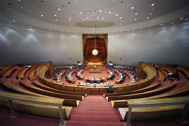 Empty gallery with the last day of the House floor Session.