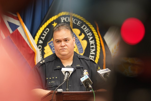 Acting Honolulu Police Chief Rade Vanic speaks to media.