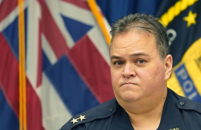 Honolulu Police Department Acting Chief Rade Vanic speaks to media today.