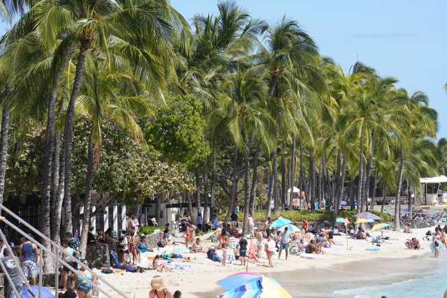 Waikiki Beach as tourism and visitor industry recovers during the COVID19 pandemic.