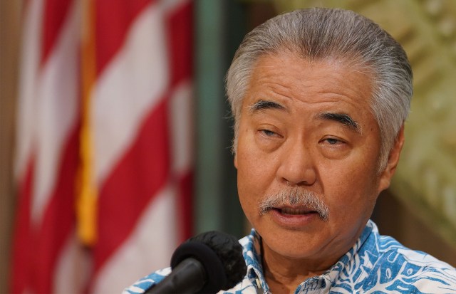 Governor David Ige holds a press conference announcing bills that he was going to veto.