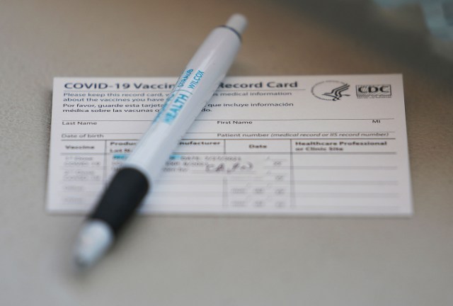 Hawaii Pacific Health Vaccine bus COVID-19 vaccination card.