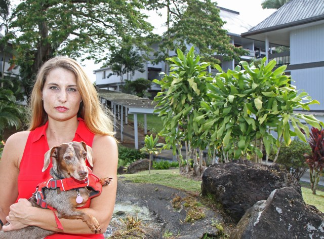 Kristen Alice, who works for Hope Services and lives at Waiakea Villas, is helping some of her neighbors who face an upcoming eviction in August find new housing. Photo: Tim Wright