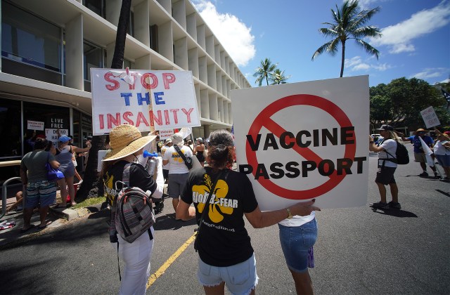 Anti Vaccination demonstration held outside the Department of Health. Earlier demonstrators were at Honolulu Hale then walked over to the DOH.