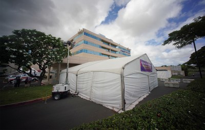The Queen's Medical Center West Oahu Covid-19 triage tent.