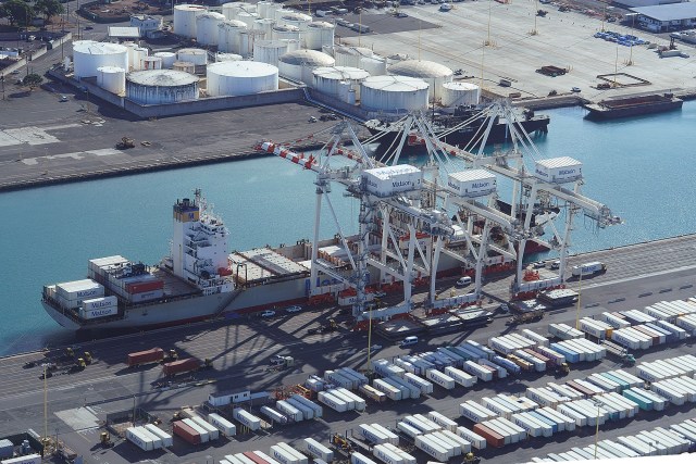 Aerial view of Sand Island and Matson.
