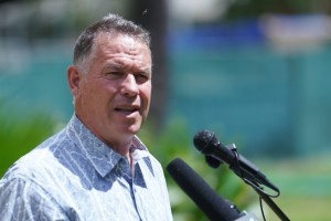 Gary Cordery, director of the Aloha Freedom Coalition speaks during a press conference held at Honolulu Hale.